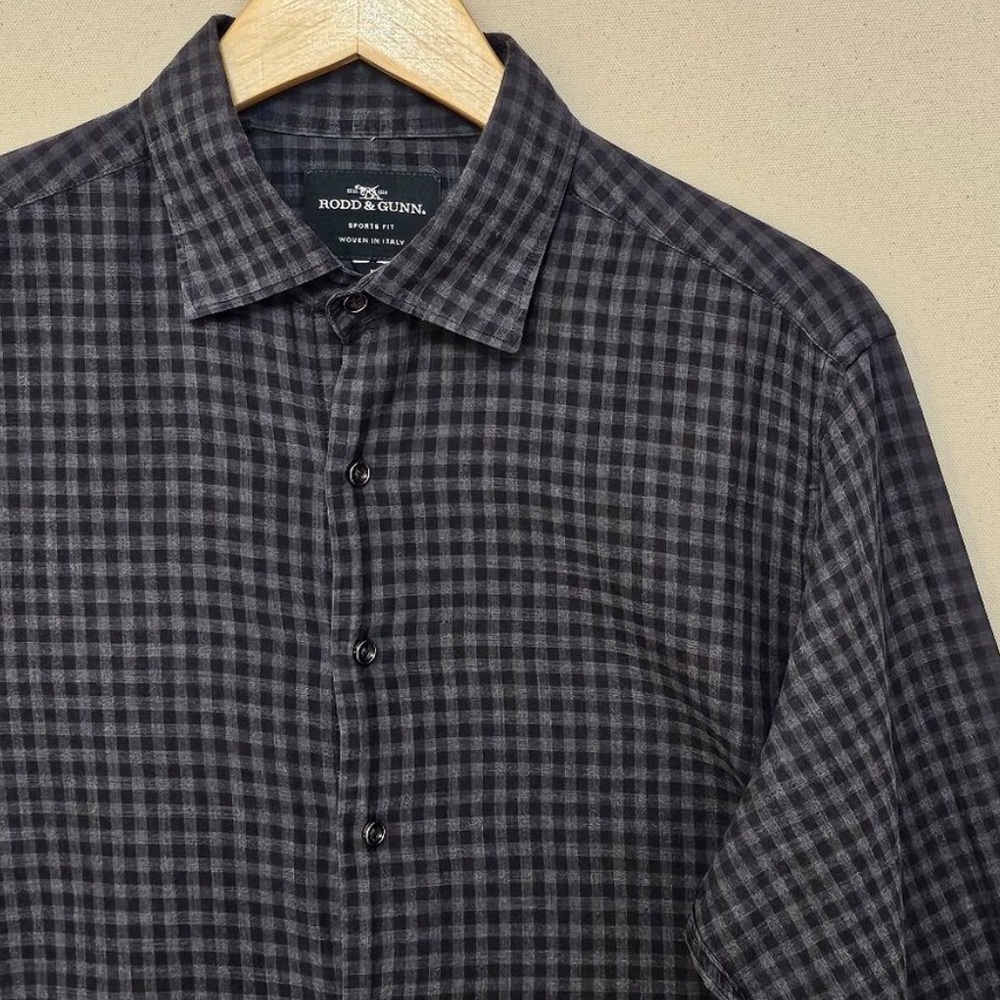 Rodd & Gunn Gray/Black Check Sports Fit Button Down, Size  2XL